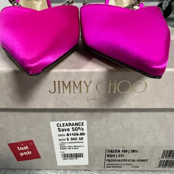 Jimmy Choo Saeda 100 fuschia crystal heels - Picture 11 of 14